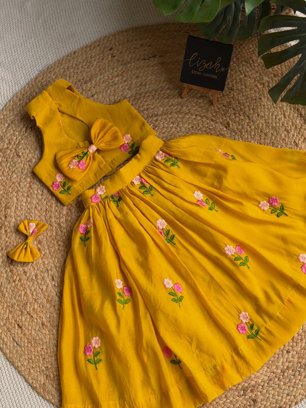 Blooming Sunshine – Floral Embroidered Girls Lehenga Set