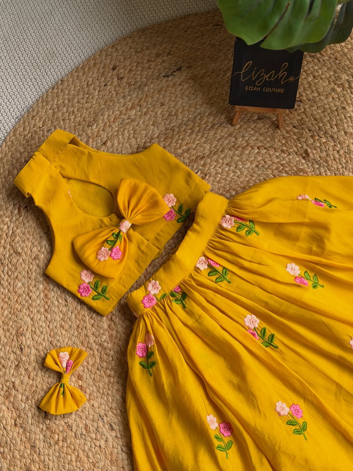 Blooming Sunshine – Floral Embroidered Girls Lehenga Set