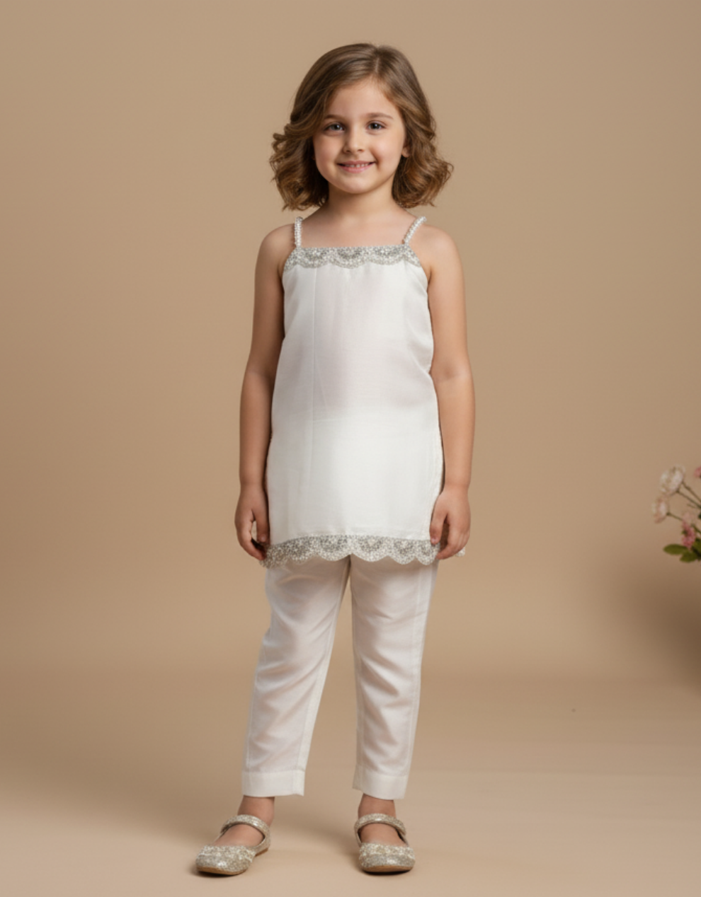 Kids’ Red Co-Ord Set with Lace Detailing
