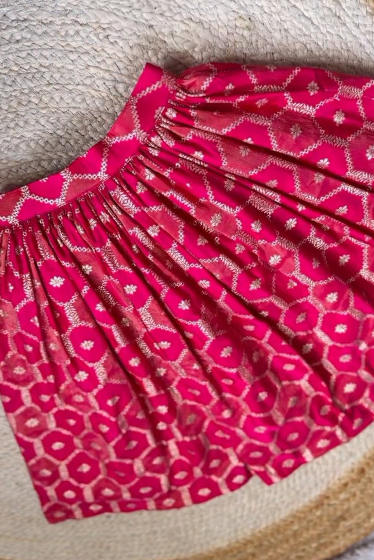 Rani Pink Floral Printed Embroidered Lehenga Choli Set for Girls
