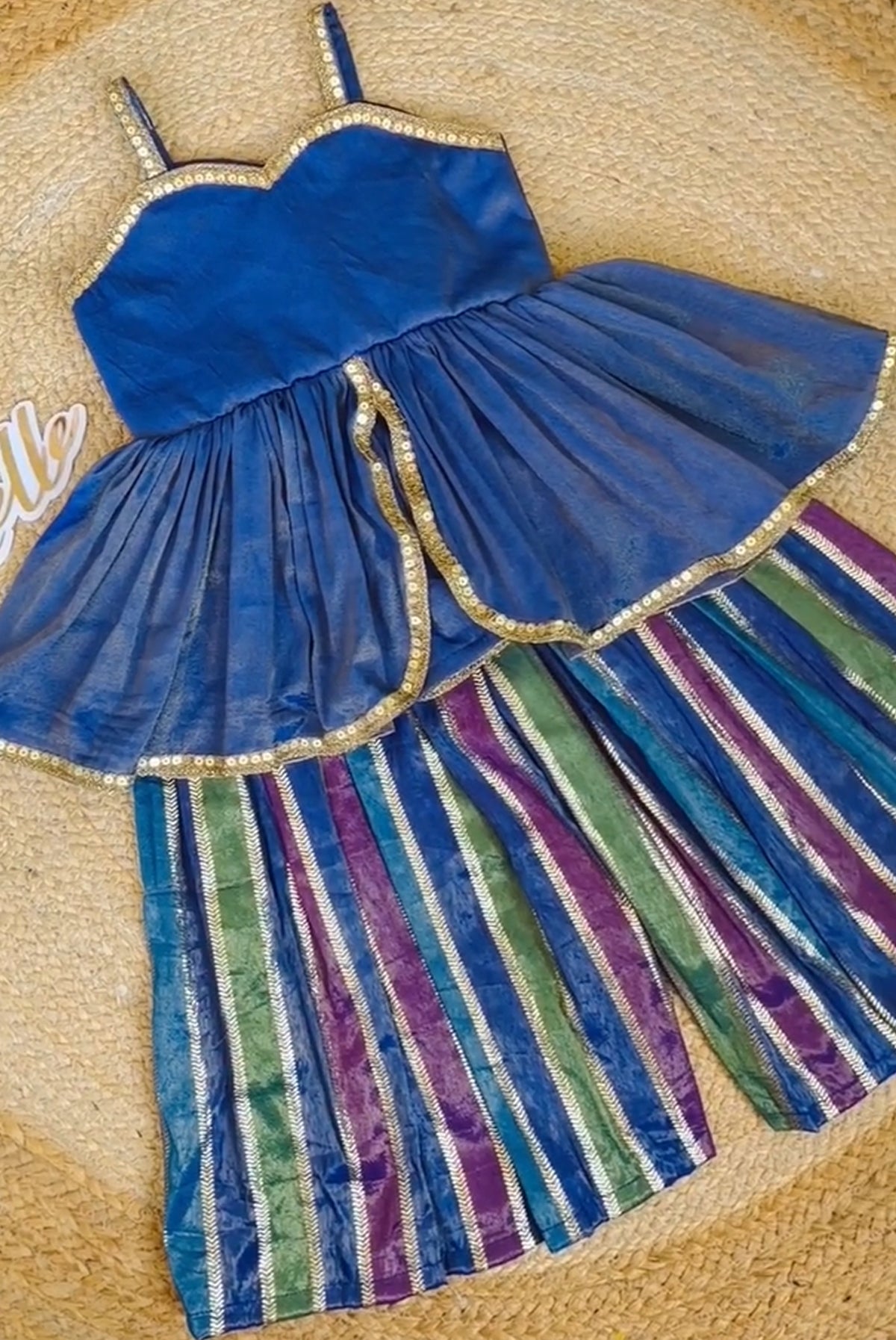 Rangoli Rainbow – Multicolor Striped Sharara Set