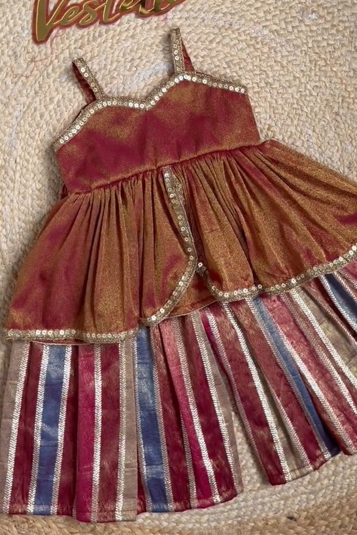 Rangoli Rainbow – Multicolor Striped Sharara Set