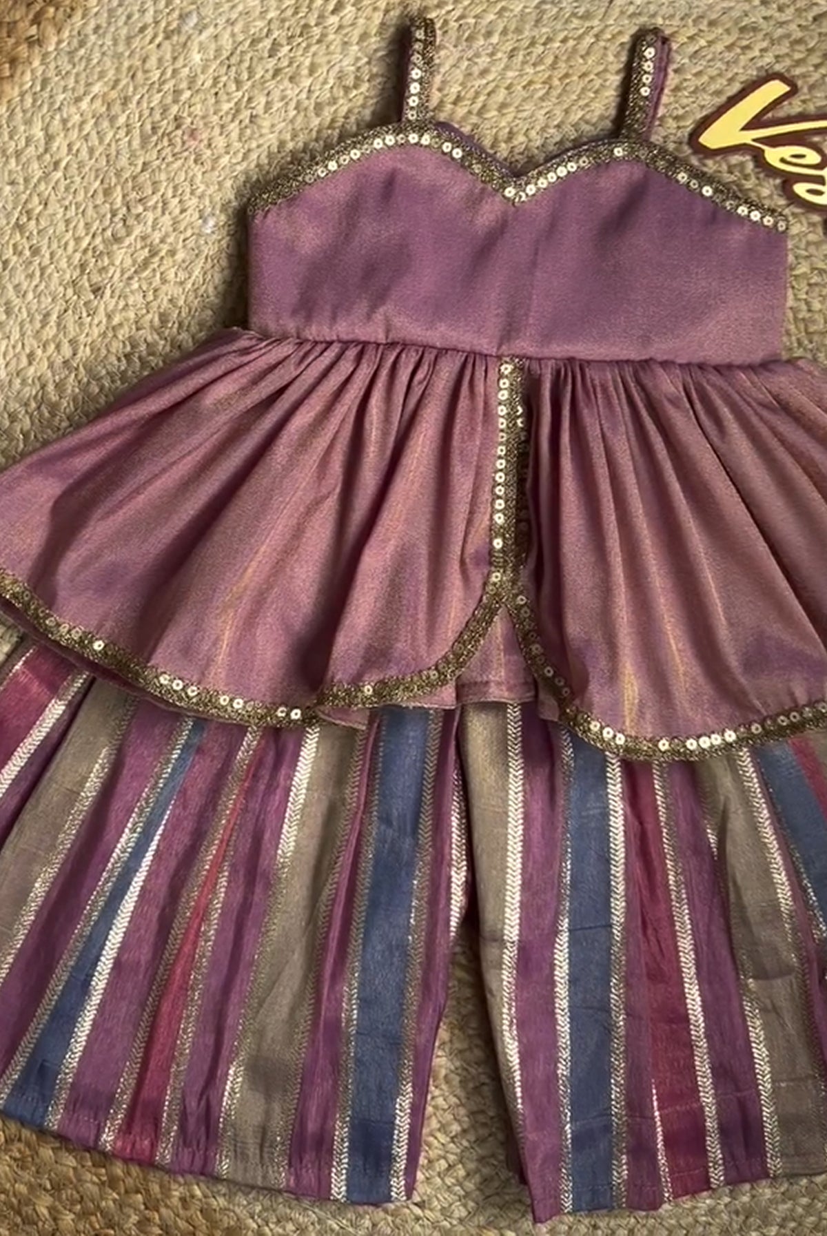 Rangoli Rainbow – Multicolor Striped Sharara Set