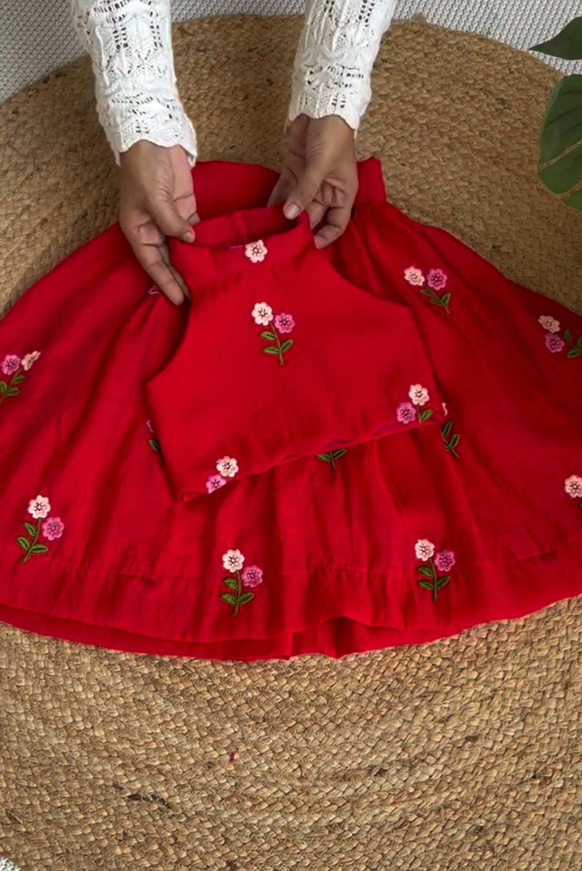 Blooming Sunshine – Floral Embroidered Girls Lehenga Set