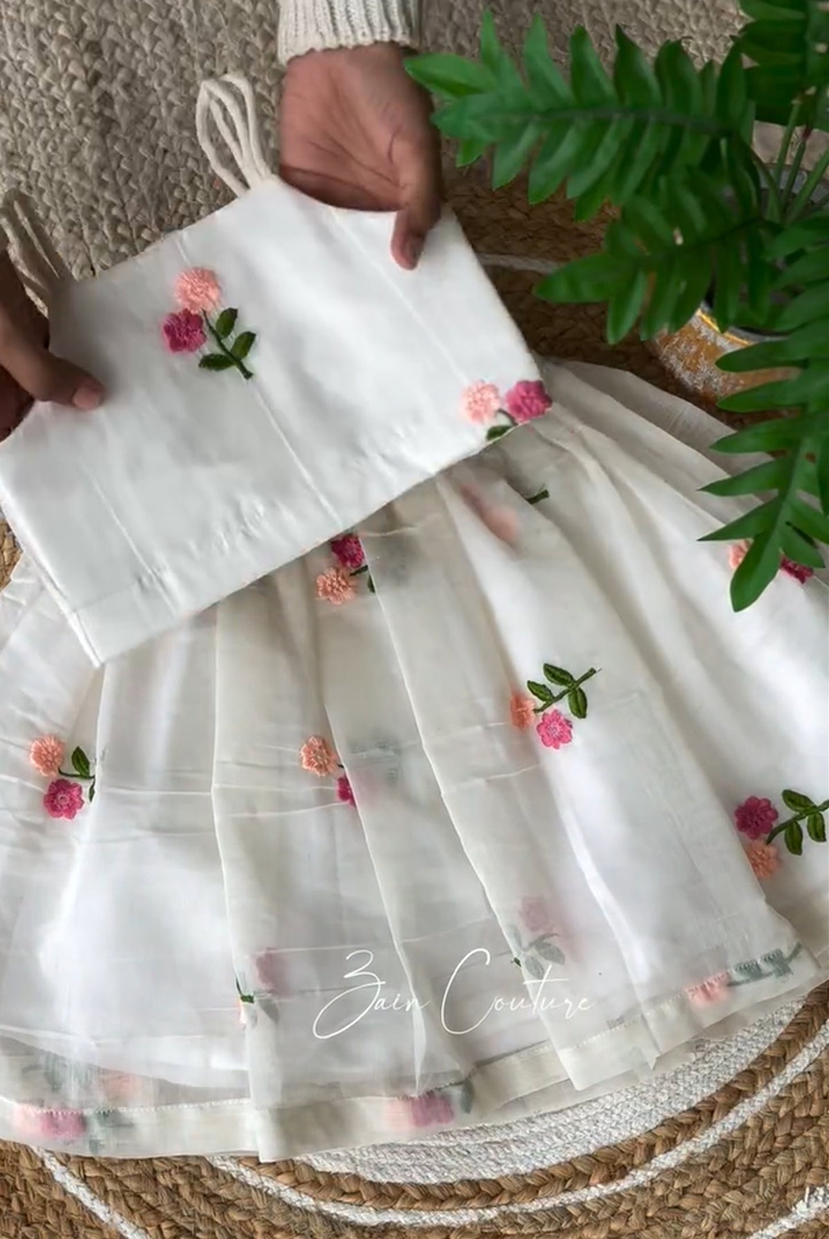 Ivory Blossom Embroidered Lehenga Choli Set