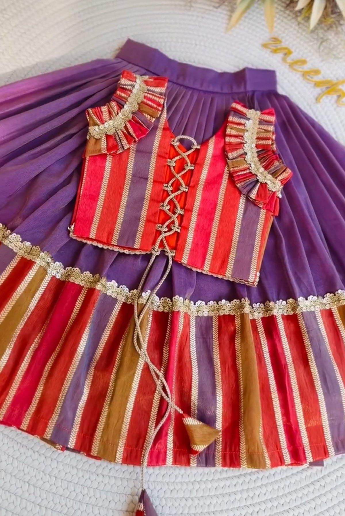 Royal Rangoli Multicolor Striped Lehenga Choli Set