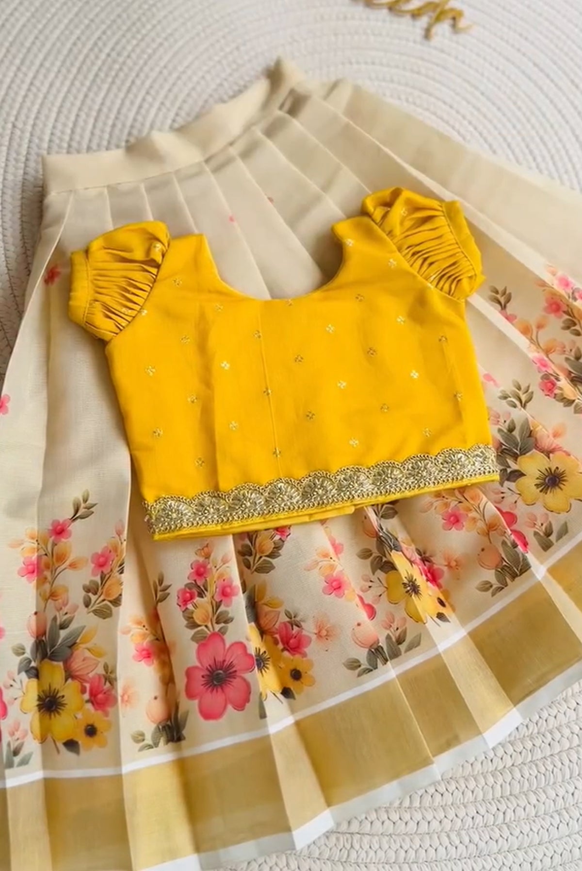 Golden Sunshine Floral Lehenga Choli Set