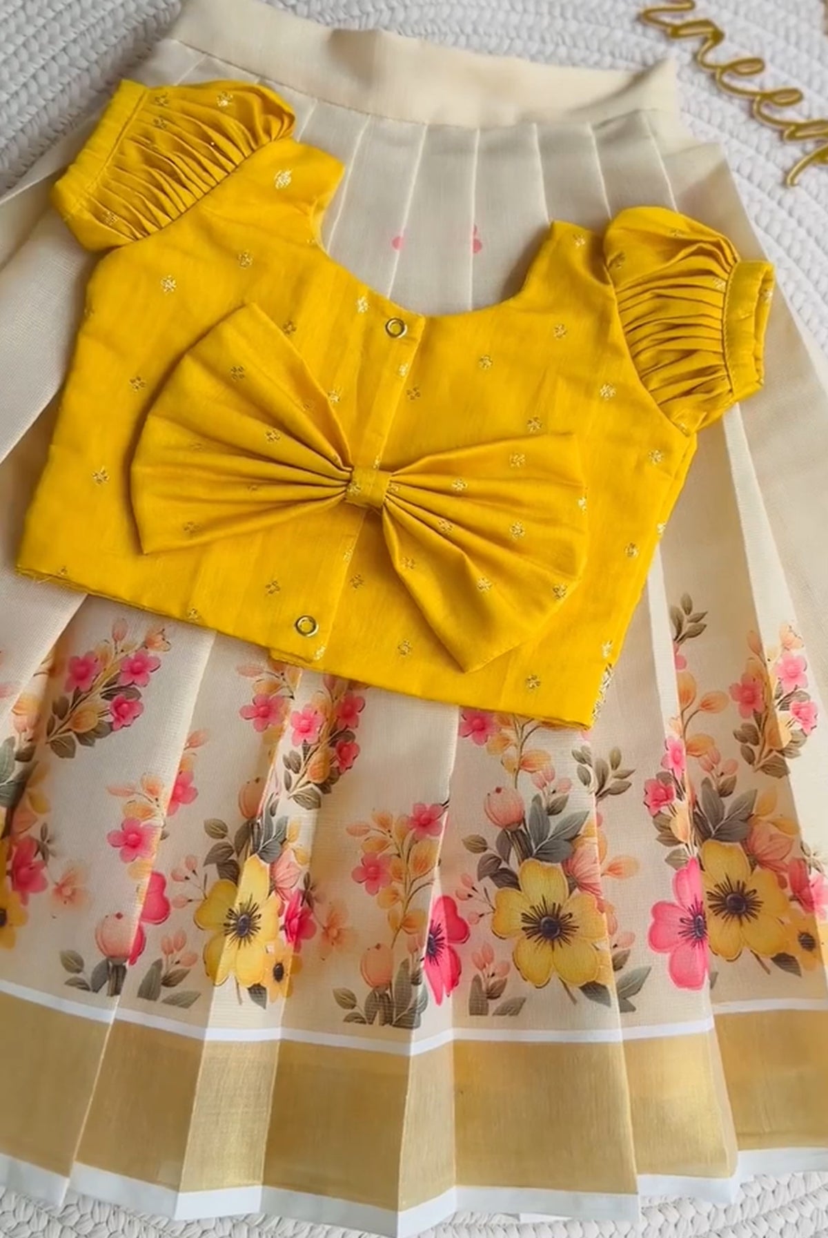 Golden Sunshine Floral Lehenga Choli Set