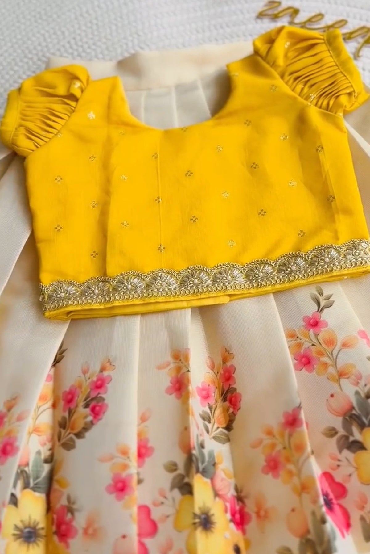 Golden Sunshine Floral Lehenga Choli Set