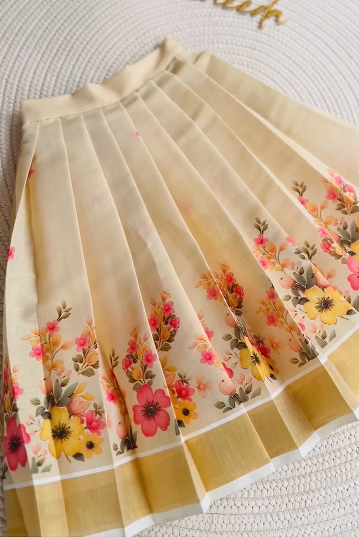 Golden Sunshine Floral Lehenga Choli Set
