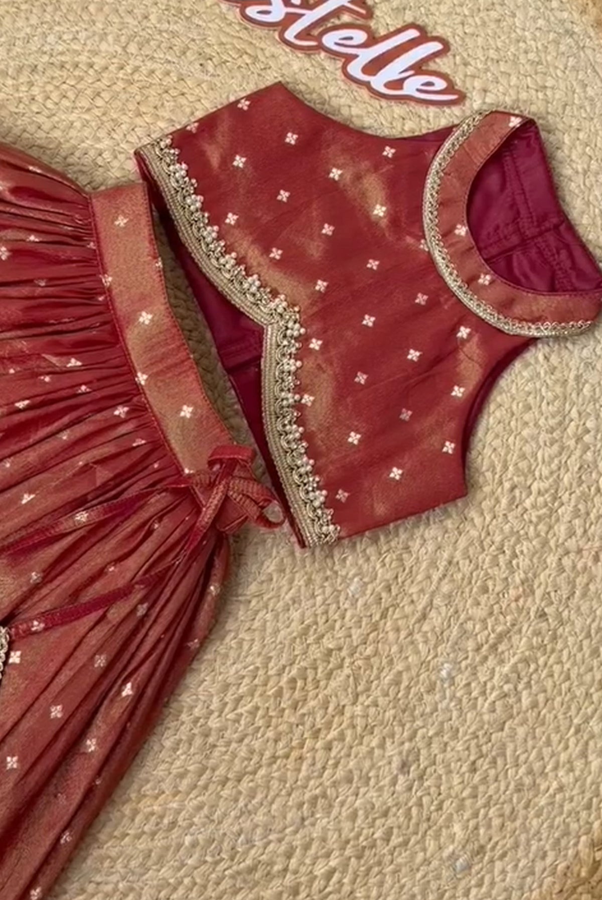 Maroon Pearl Border Printed Designer Lehenga Choli Set for Girls