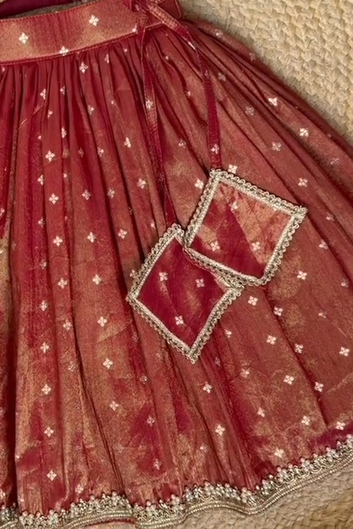 Maroon Pearl Border Printed Designer Lehenga Choli Set for Girls
