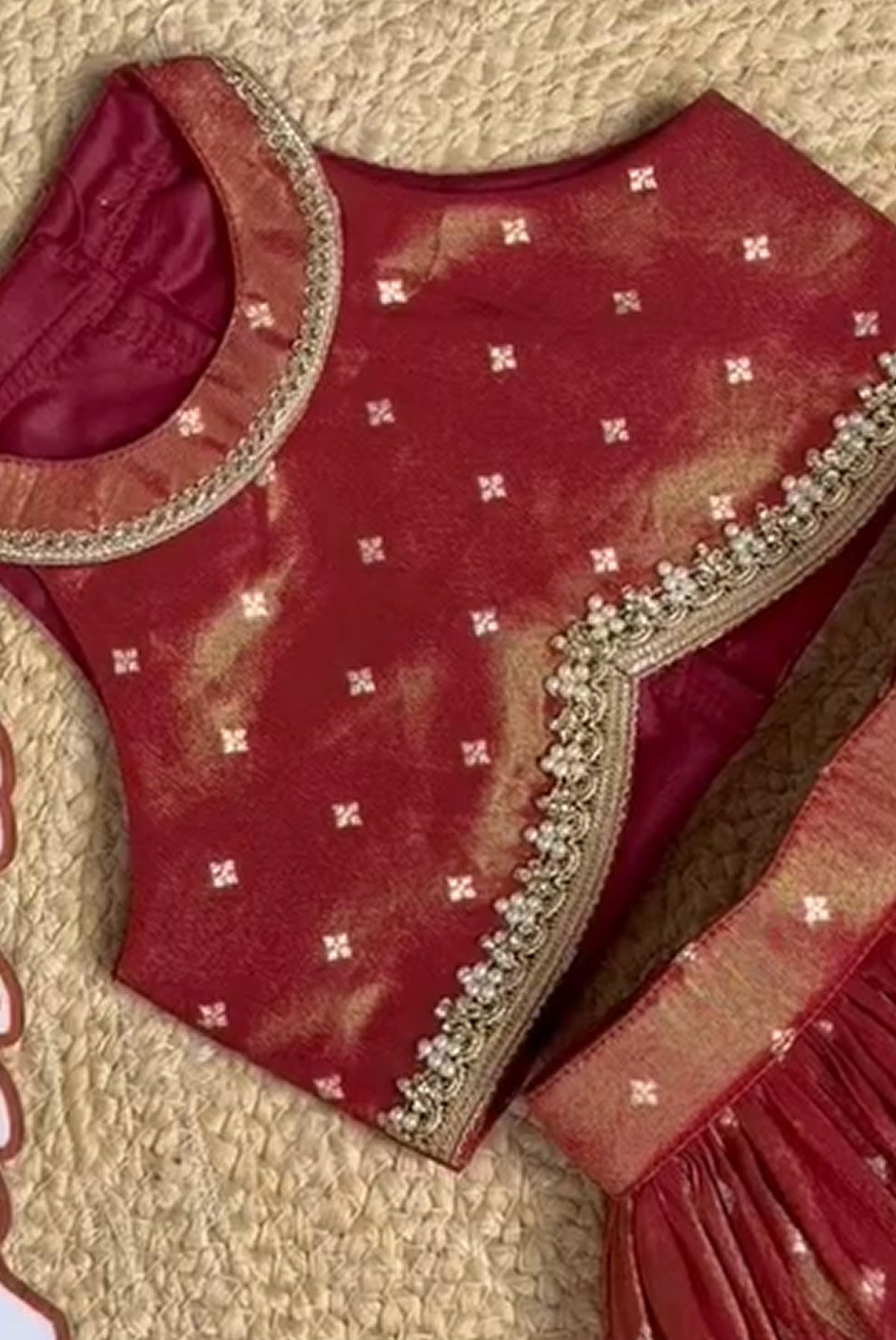 Maroon Pearl Border Printed Designer Lehenga Choli Set for Girls