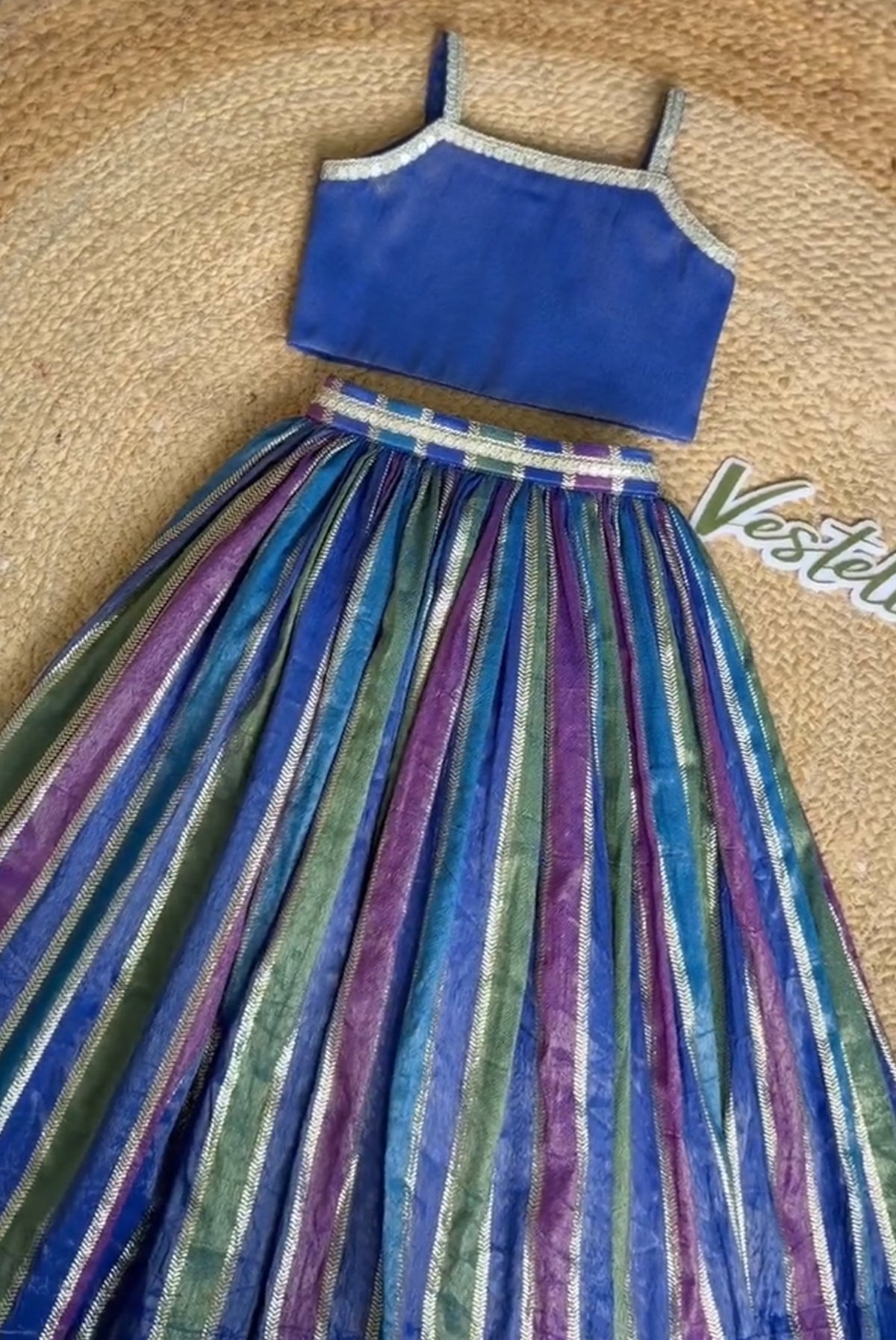 Blueberry Rainbow – Multicolor Striped Girls Co-Ord Set