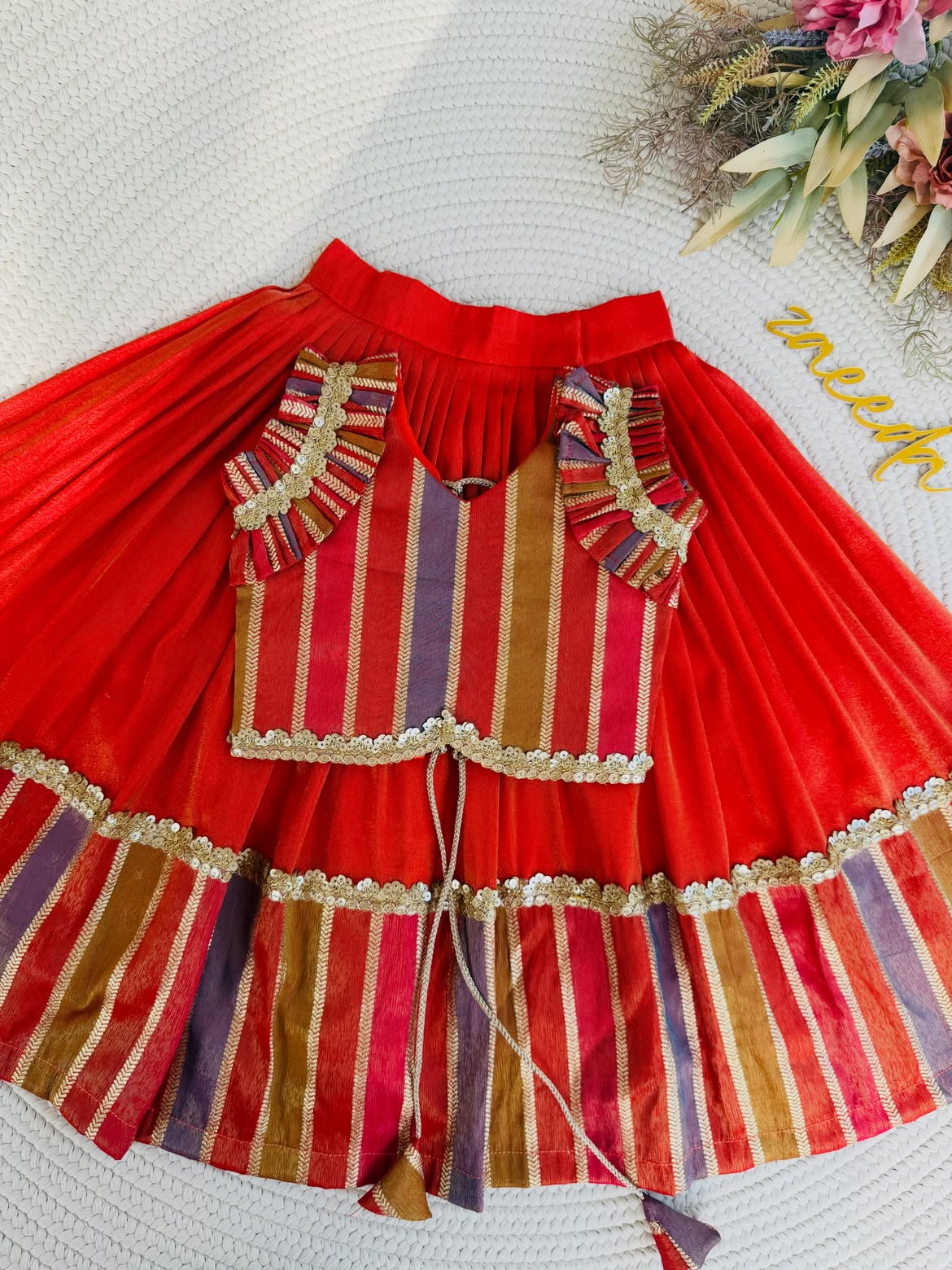 Royal Rangoli Multicolor Striped Lehenga Choli Set