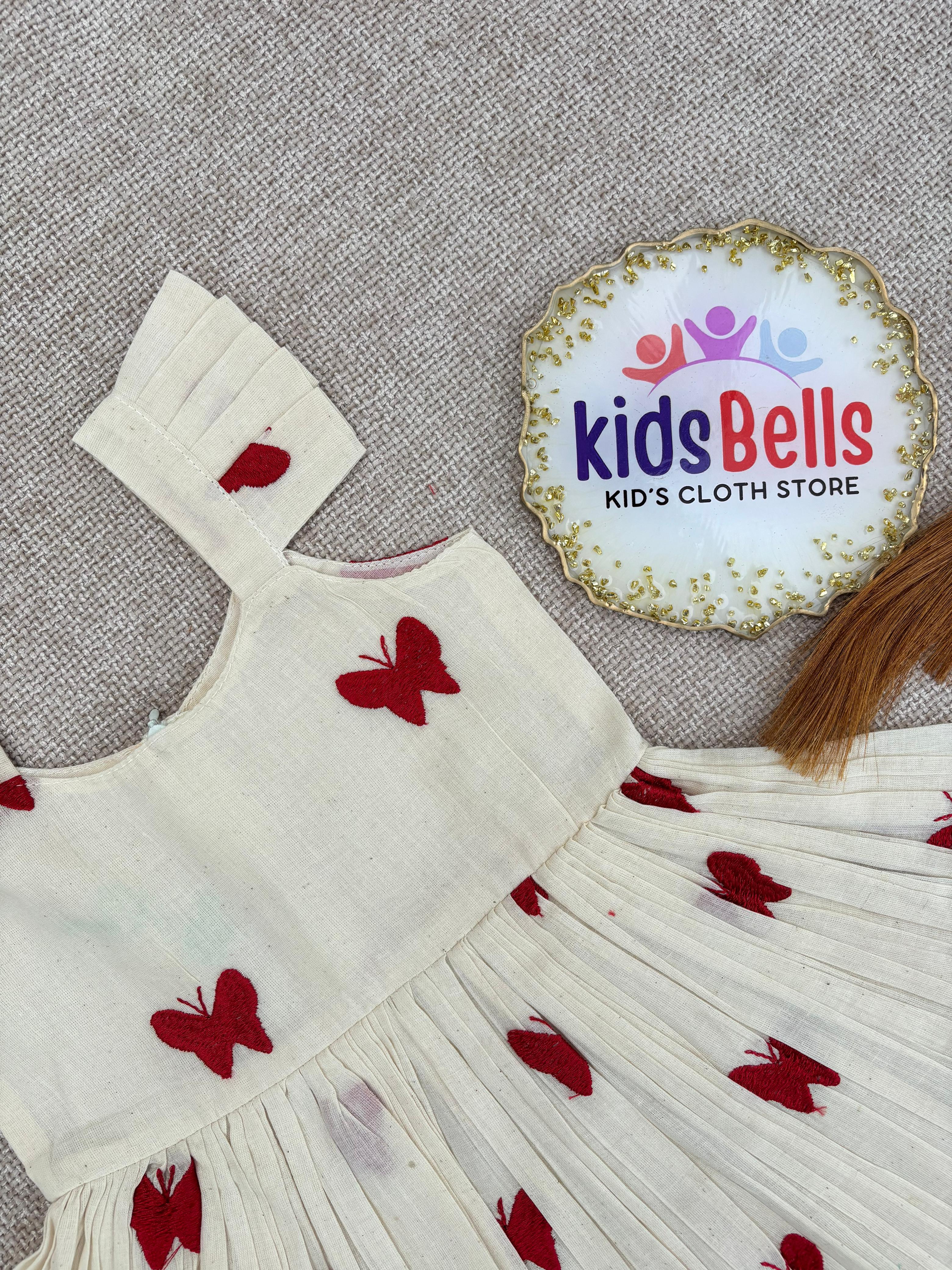White Pleated Butterfly Dress