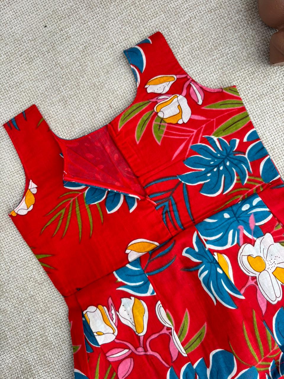 Girls’ Floral Printed Peplum Top with Pant Set