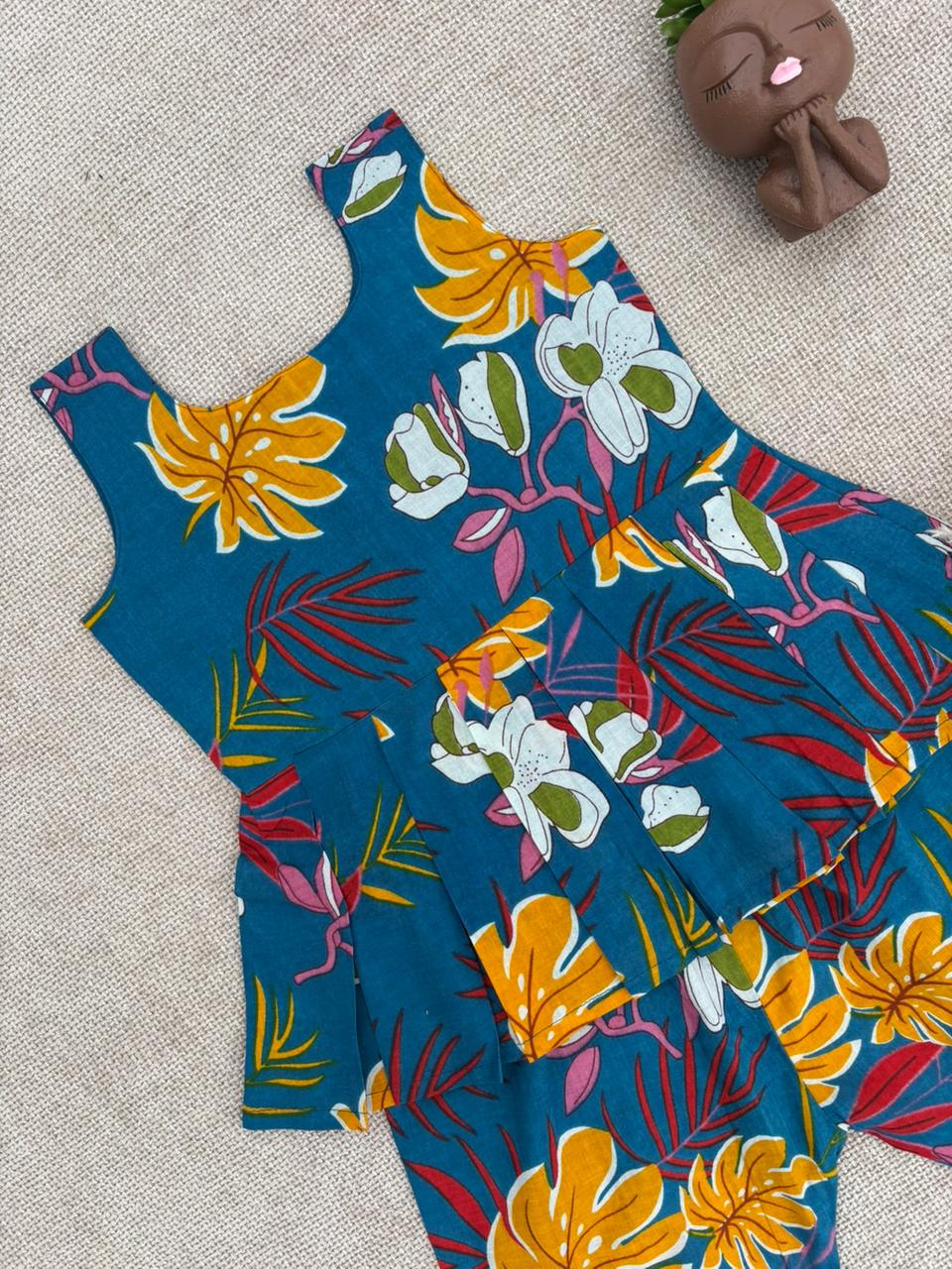 Girls’ Floral Printed Peplum Top with Pant Set