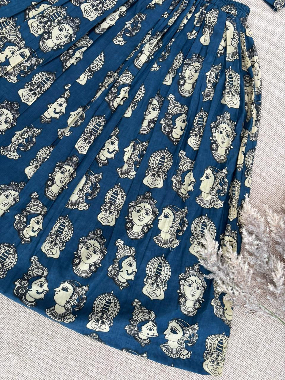 Girls’ Ethnic Printed Crop Top with Flared Skirt