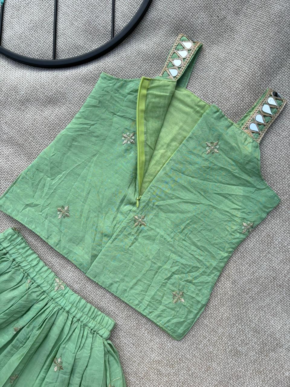 Royal Peacock Gold Crush Kids Lehenga Choli Set