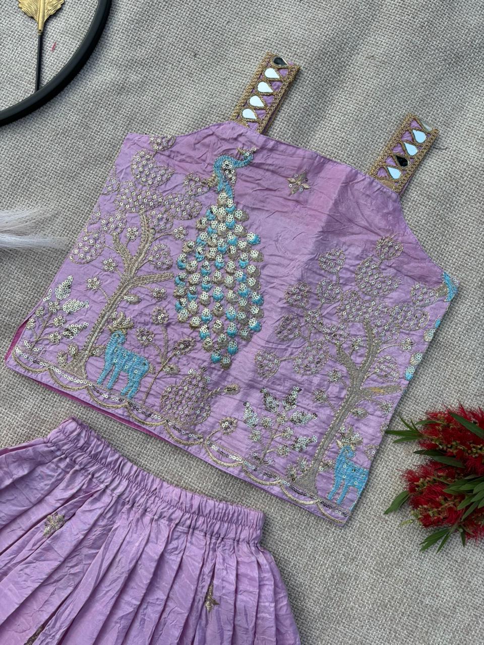 Royal Peacock Gold Crush Kids Lehenga Choli Set Season 2