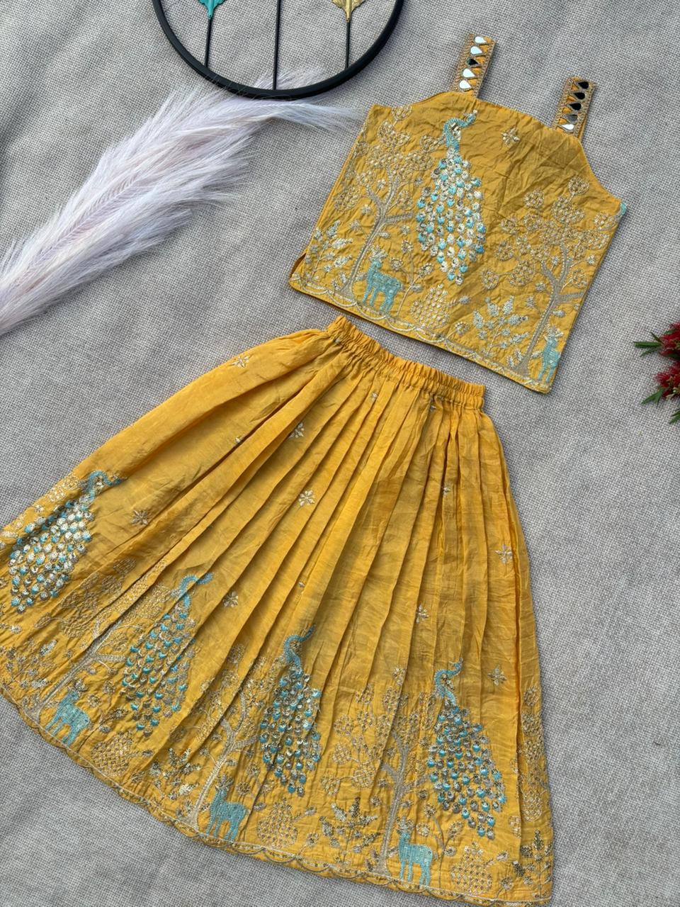 Royal Peacock Gold Crush Kids Lehenga Choli Set Season 2