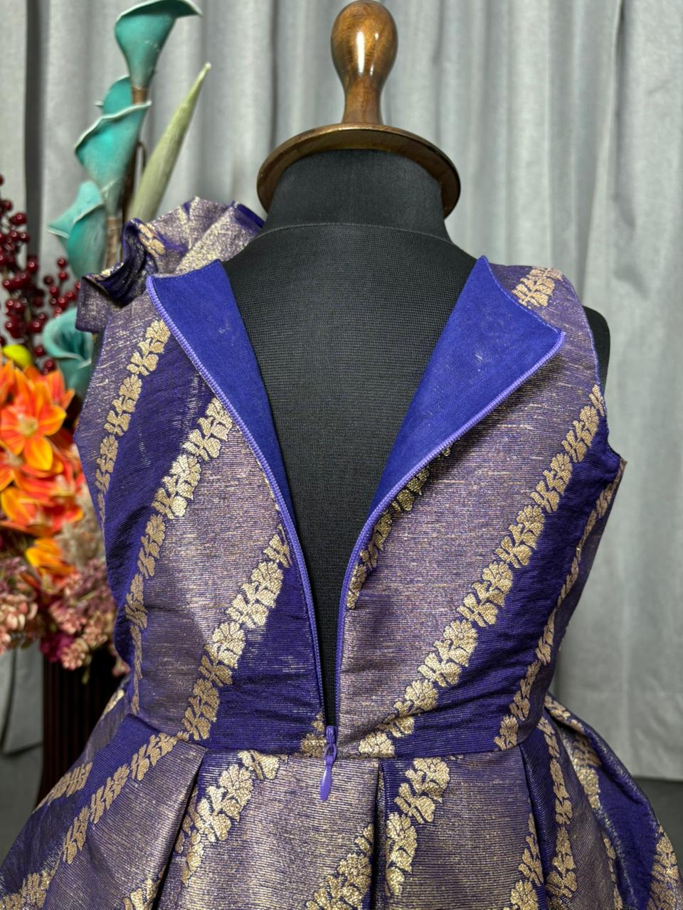 Baby Girl Purple & Gold Party Wear Frock