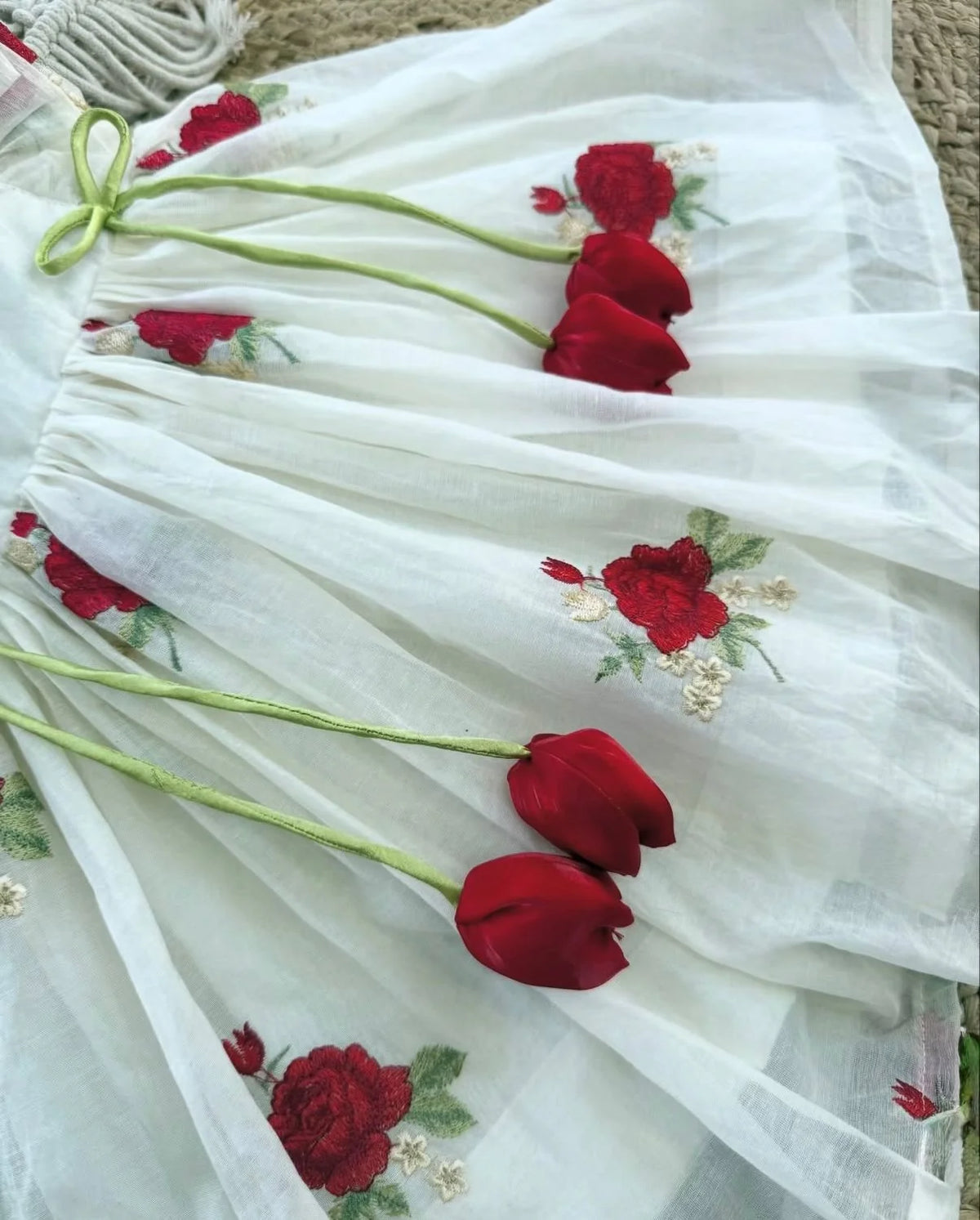 Ivory Garden Tulip Chanderi Silk Flared Frock for Girls