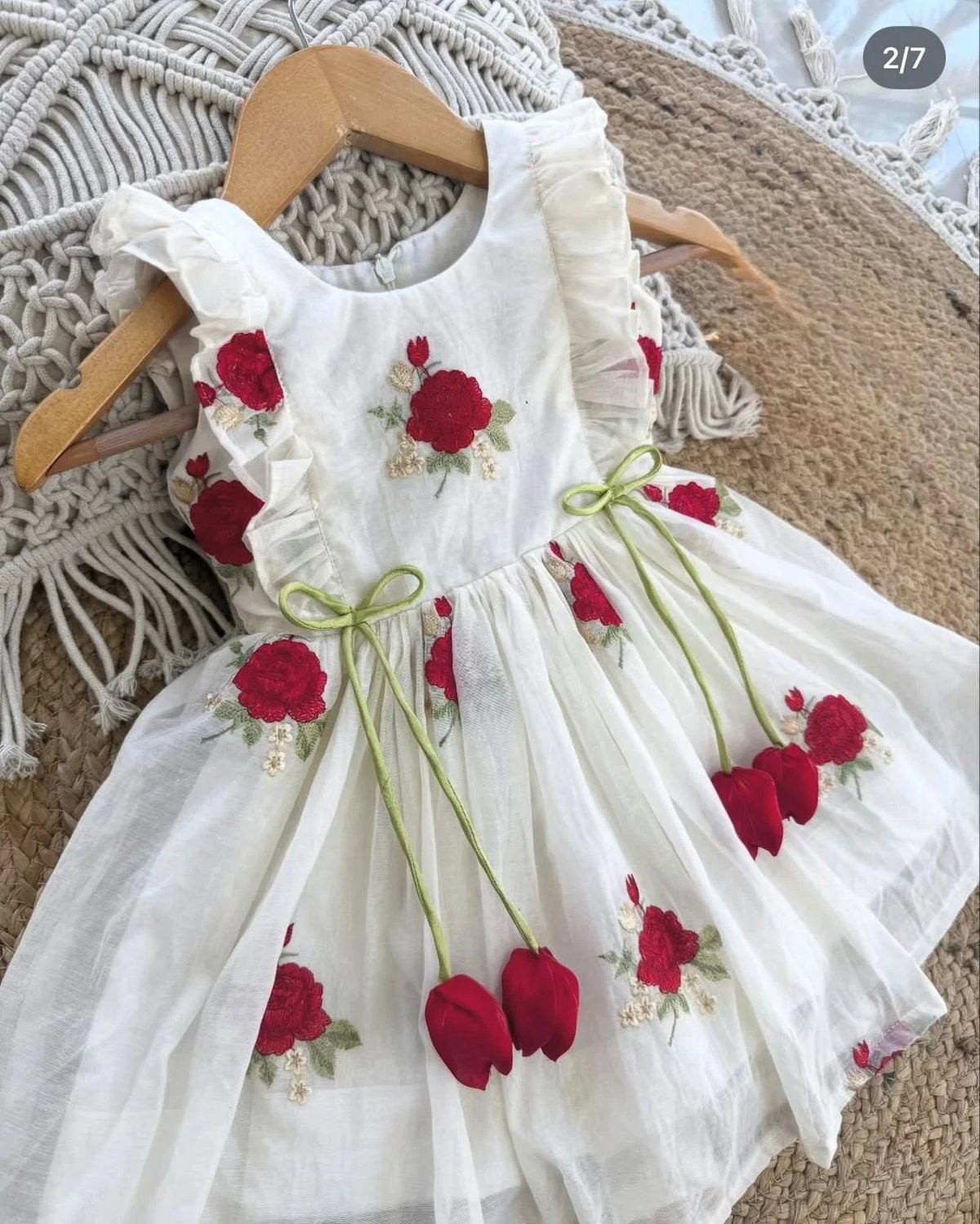 Ivory Garden Tulip Chanderi Silk Flared Frock for Girls
