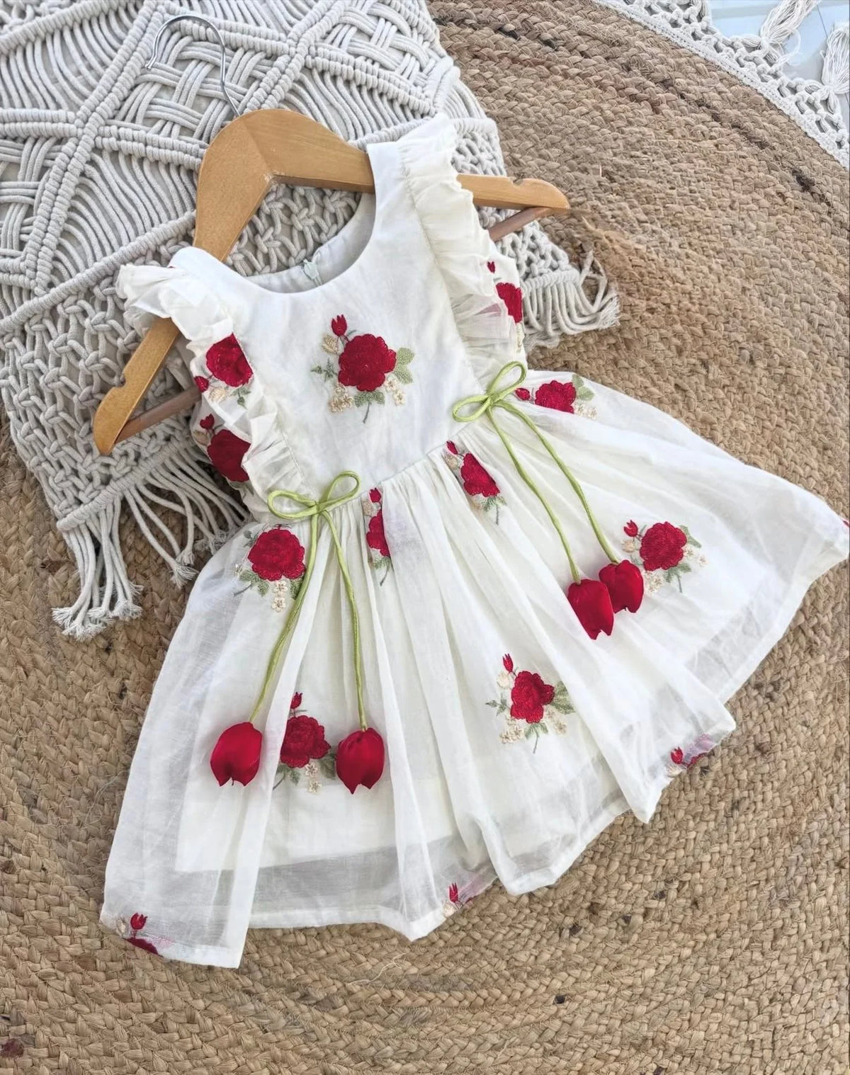Ivory Garden Tulip Chanderi Silk Flared Frock for Girls