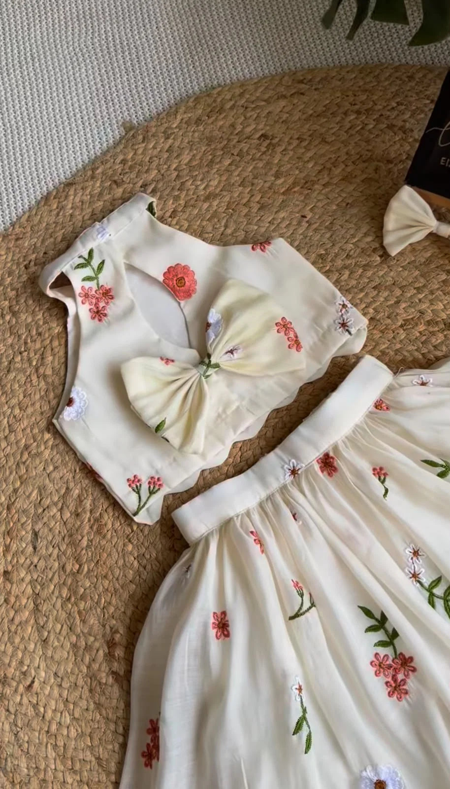 Myra Floral Bow Embroidery Girls Dress