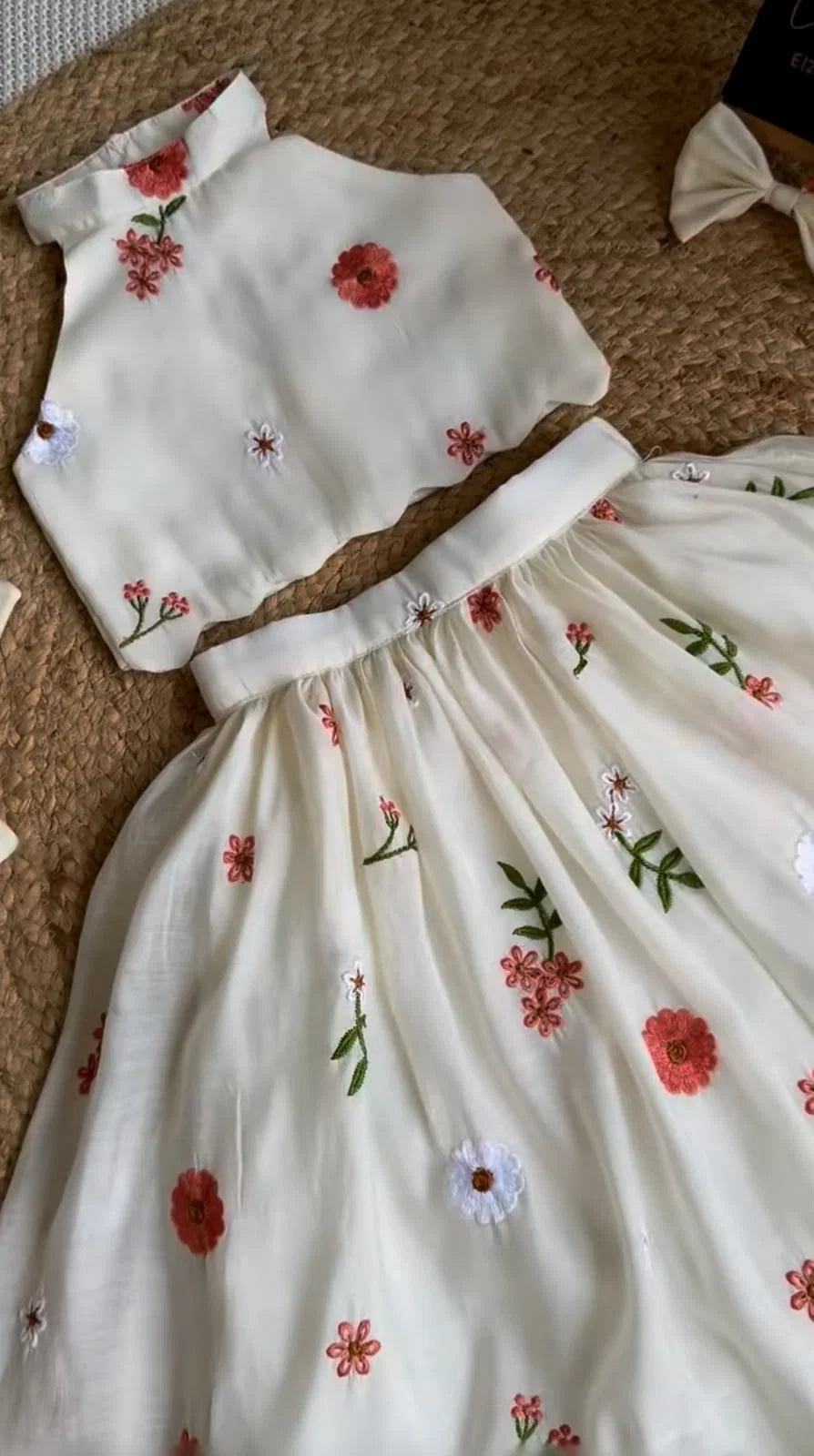 Myra Floral Bow Embroidery Girls Dress