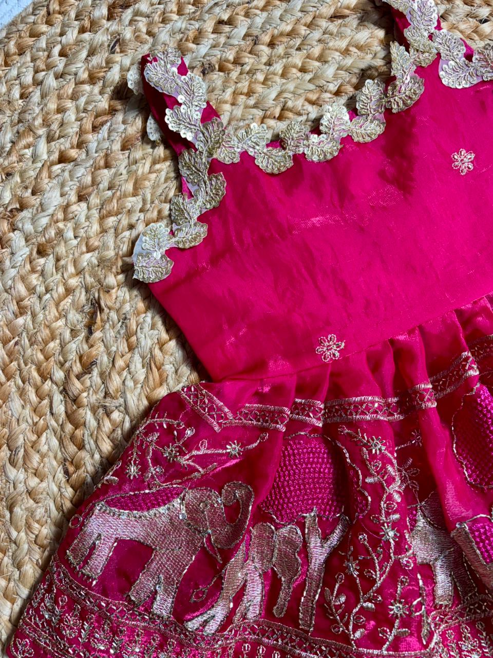 Baby Girl Beautiful Elephant Embroidered Ethnic Dress Set