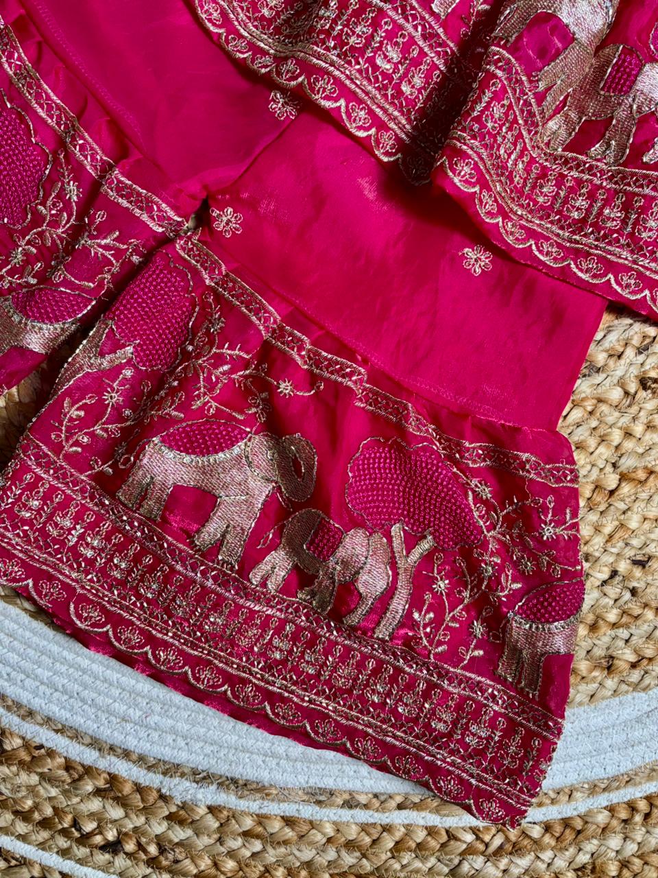 Baby Girl Beautiful Elephant Embroidered Ethnic Dress Set