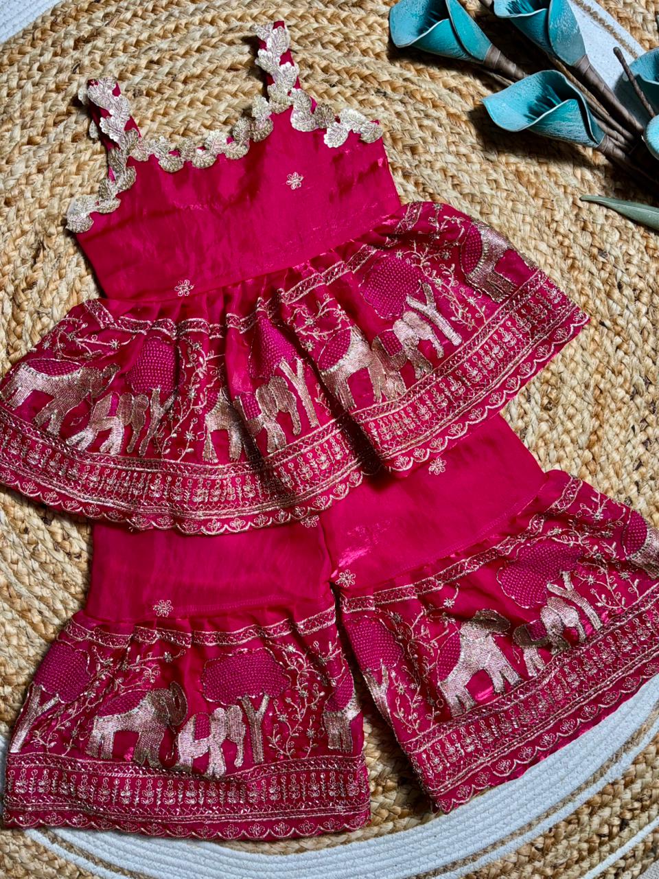 Baby Girl Beautiful Elephant Embroidered Ethnic Dress Set